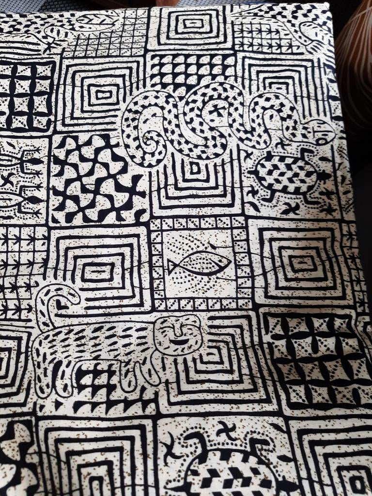 Woodin Waxprint Stof: Luipaard & Geometrisch Patroon 2.60m, Zwart, Ophalen of Verzenden, 30 tot 120 cm, Katoen