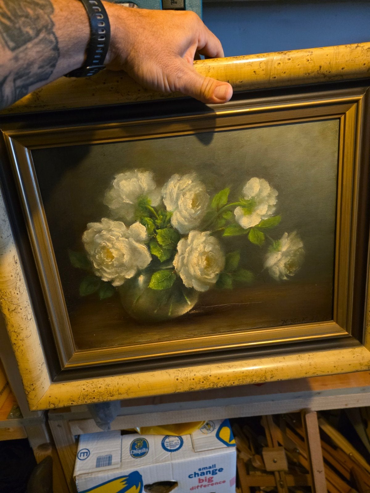 Olieverf Schilderij Witte Rozen op Doek - Klassieke Stijl, Ophalen of Verzenden