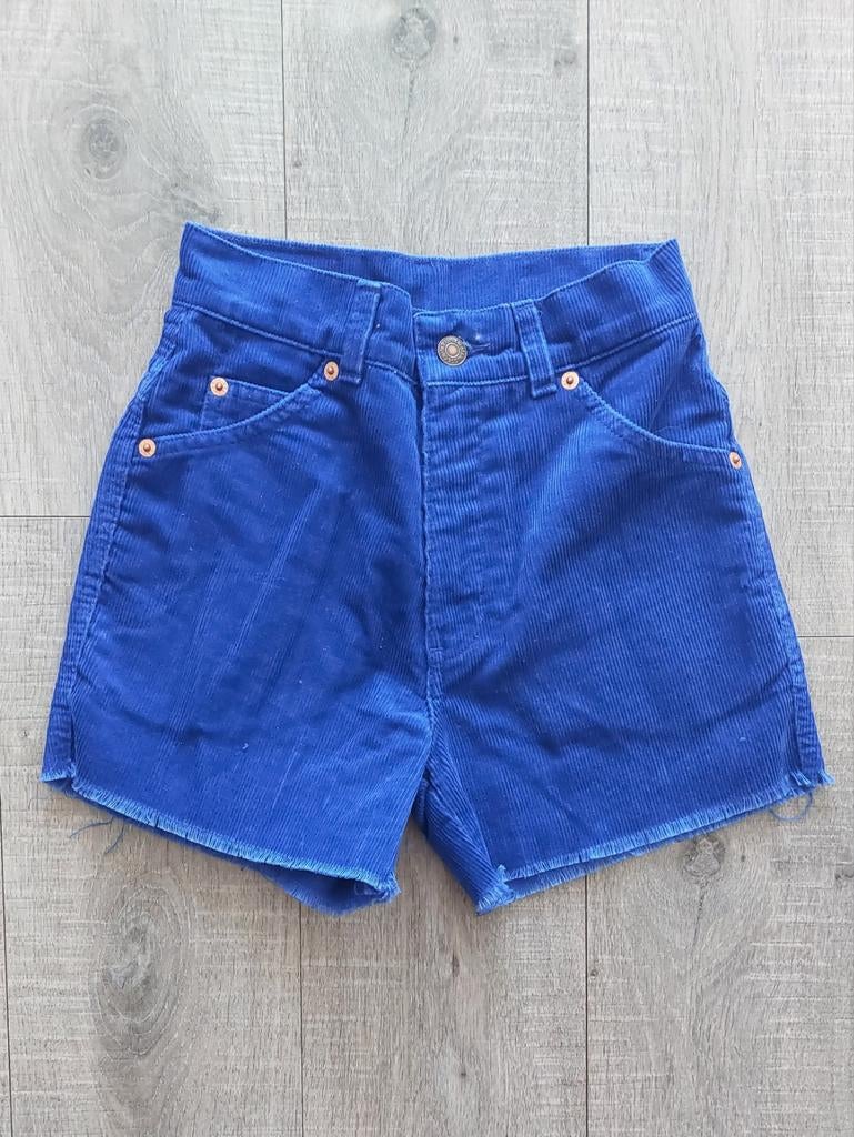 Vintage 70s corduroy high waist shorts, Kort, Blauw, Ophalen of Verzenden, Zo goed als nieuw