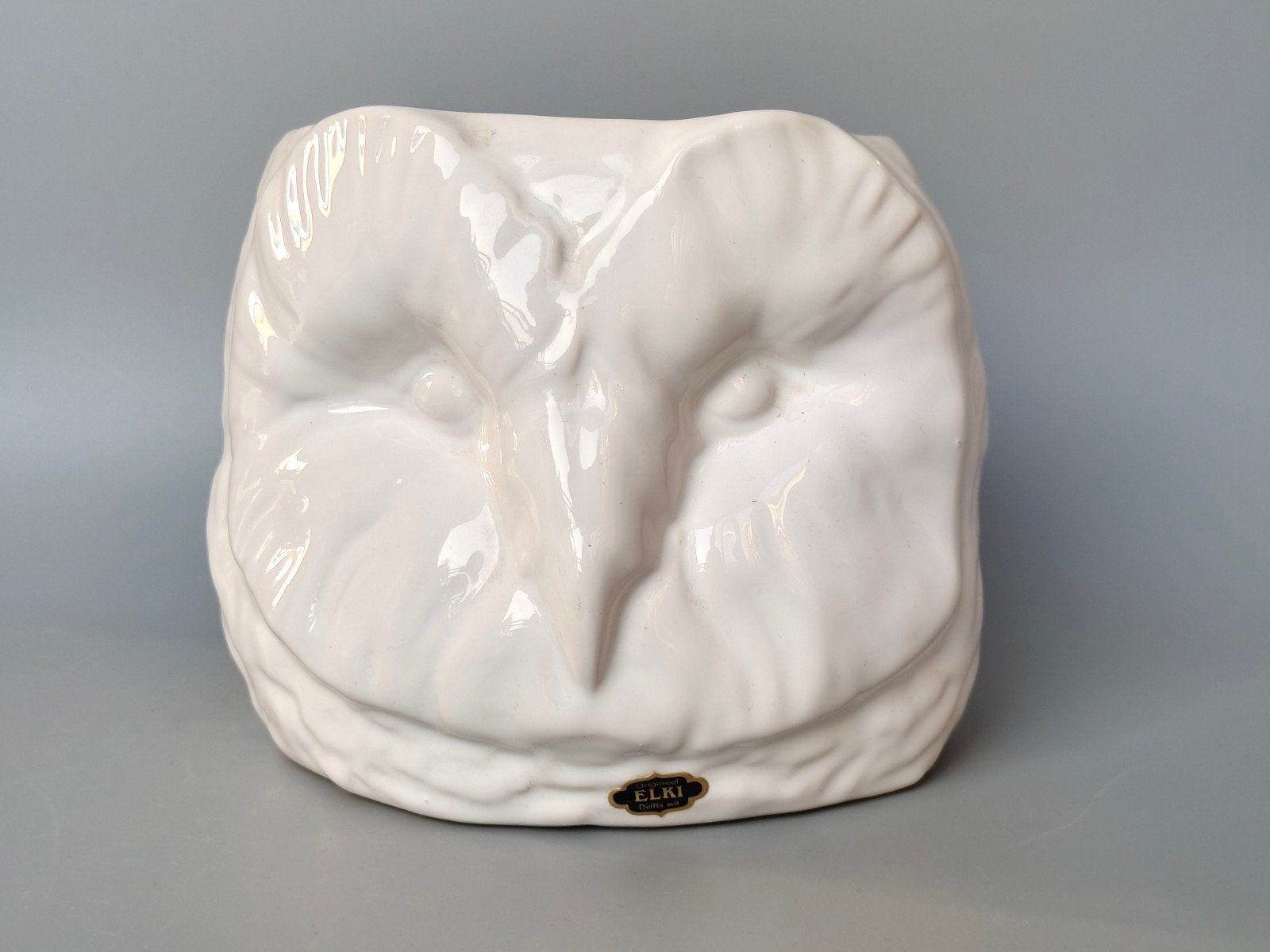 Vintage uil bloempot Elki Delfts wit eighties Mid Century, Verzenden