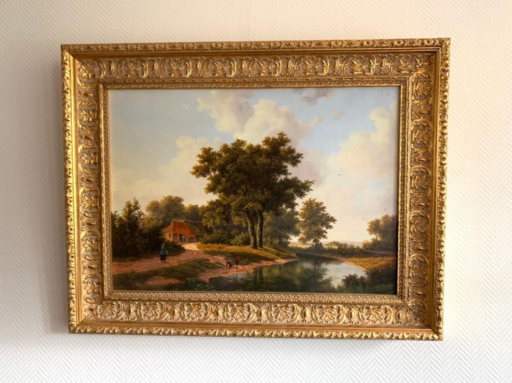 Wouter Janssen, olieverf op paneel, romantisch landschap, Ophalen
