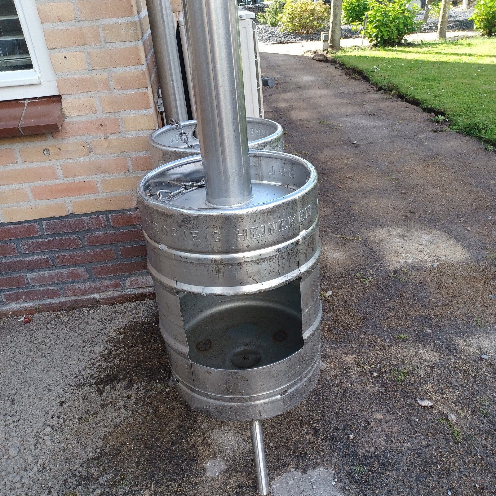 Tuinkachel bierfust tuinhaard rvs vuurkorf bierfustkachel, Ophalen of Verzenden, Nieuw
