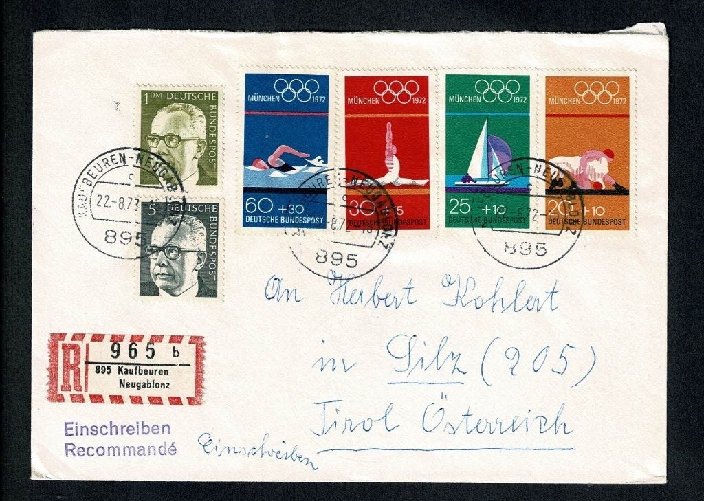 Duitsland : envelop aantekenstrookje - O.S. 1972, Verzenden, Envelop