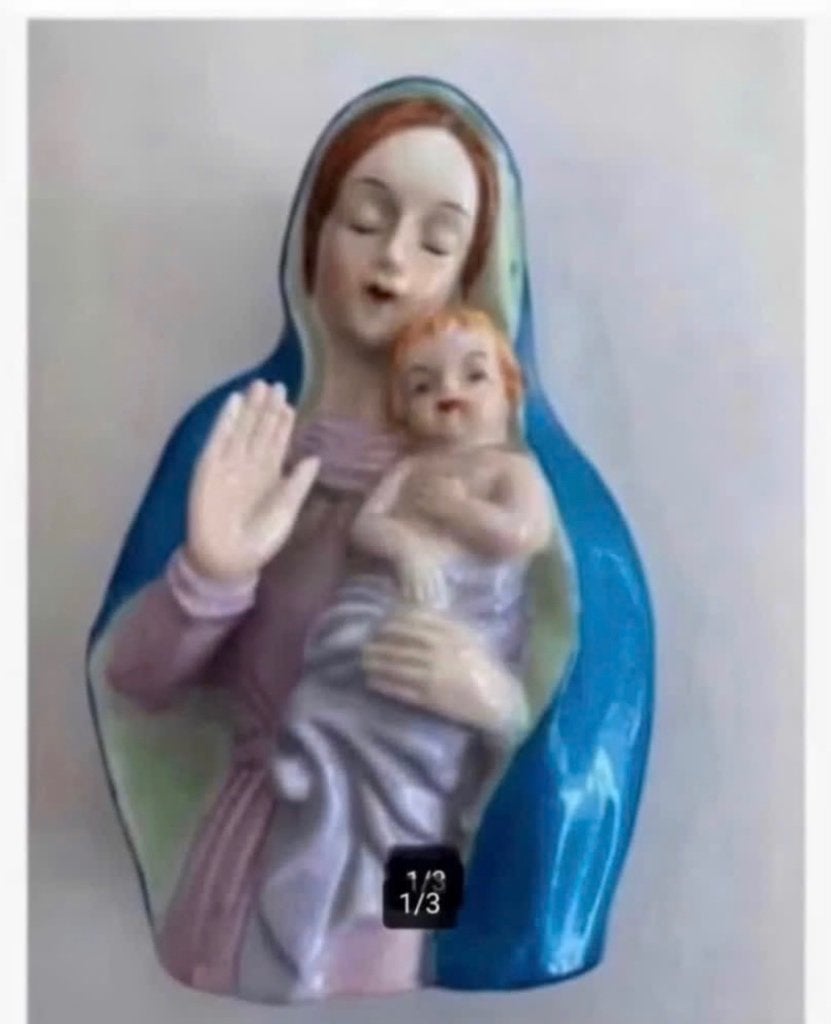 Kerst Porseleinen Maria beeld met Jezus, 14 cm hoog, Ophalen of Verzenden, Zo goed als nieuw, Mens