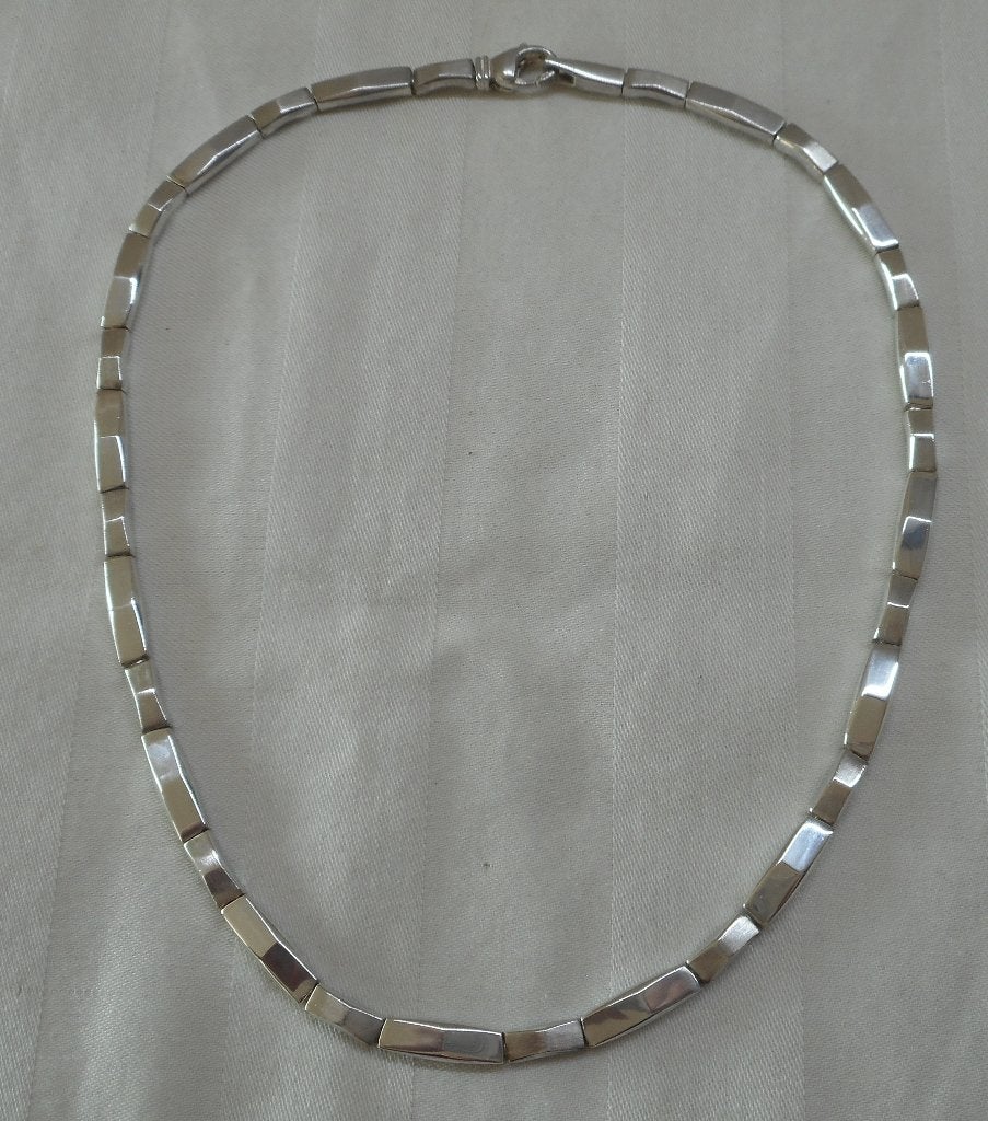 Prachtig zilveren massief modernist collier nr.053, Verzenden, Zo goed als nieuw, Zilver, Zilver