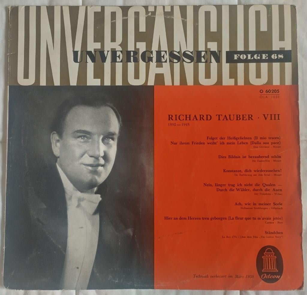 10" Richard Tauber - Richard Tauber VIII Odeon O 60205 Dld, Gebruikt, 10 inch, Ophalen of Verzenden, Classicisme