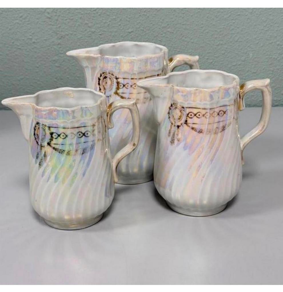 3 Kannen Sadler Swirl Lustreware theeset vintage parelmoer, Antiek en Kunst, Antiek | Servies los, Ophalen of Verzenden