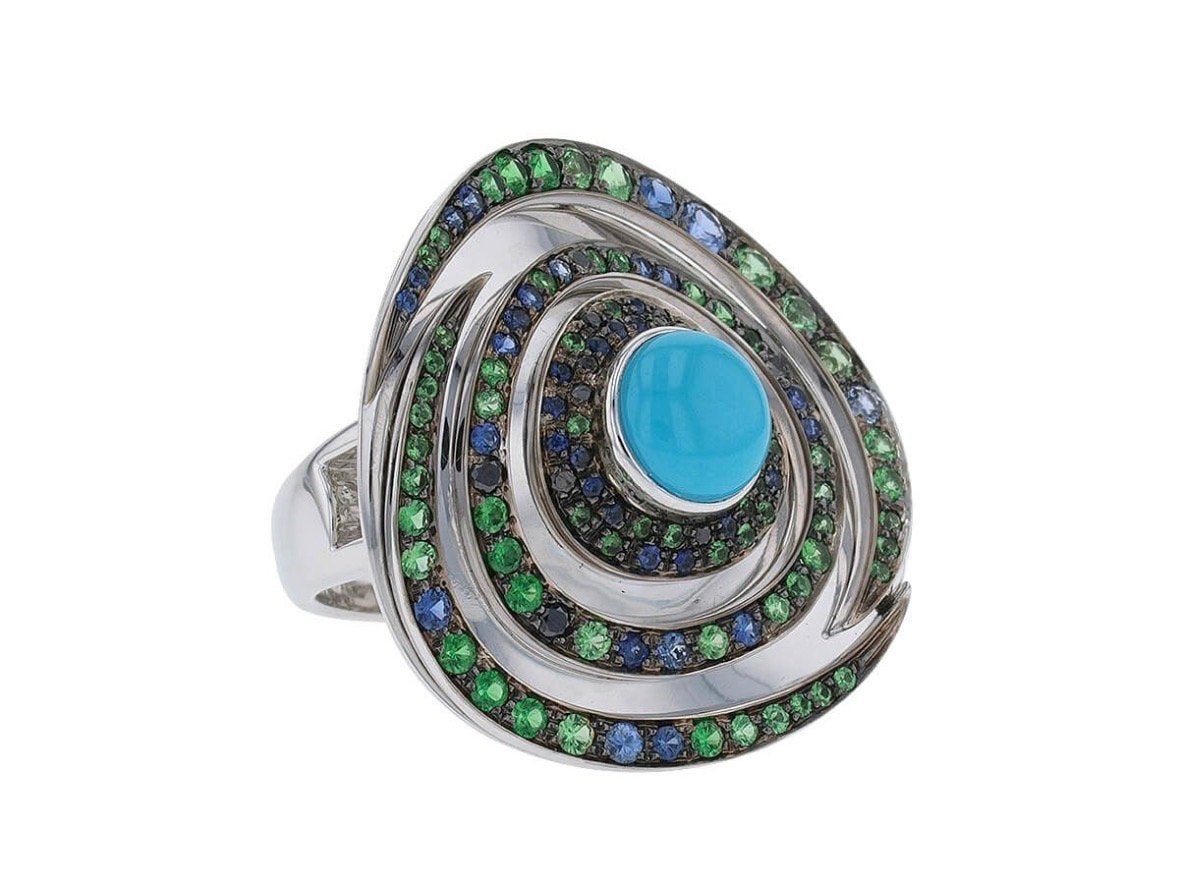 Boucheron Concentrische Statement Ring: Avant-Garde Luxe, Sieraden, Tassen en Uiterlijk, Ringen, Blauw, Ophalen of Verzenden, Zo goed als nieuw