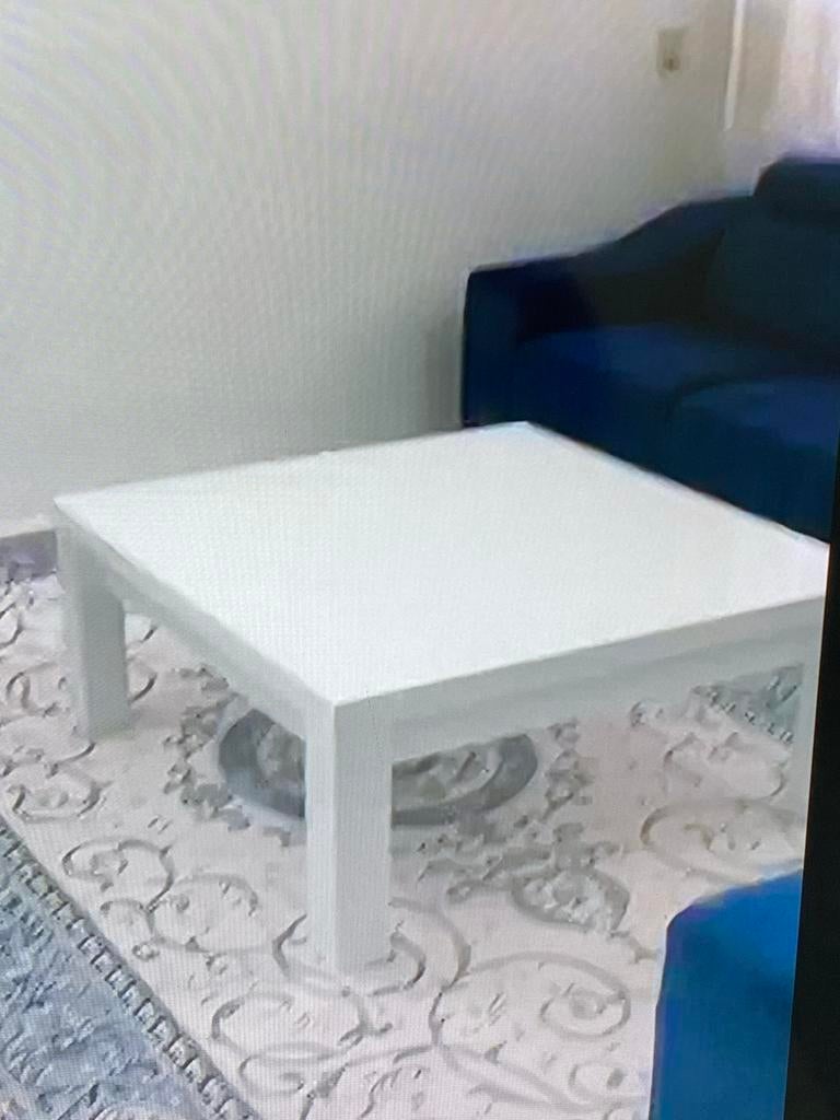 Witte Salontafel hoogglans met glas blad 100x100 cm, Huis en Inrichting, Tafels | Salontafels, Ophalen of Verzenden, Gebruikt