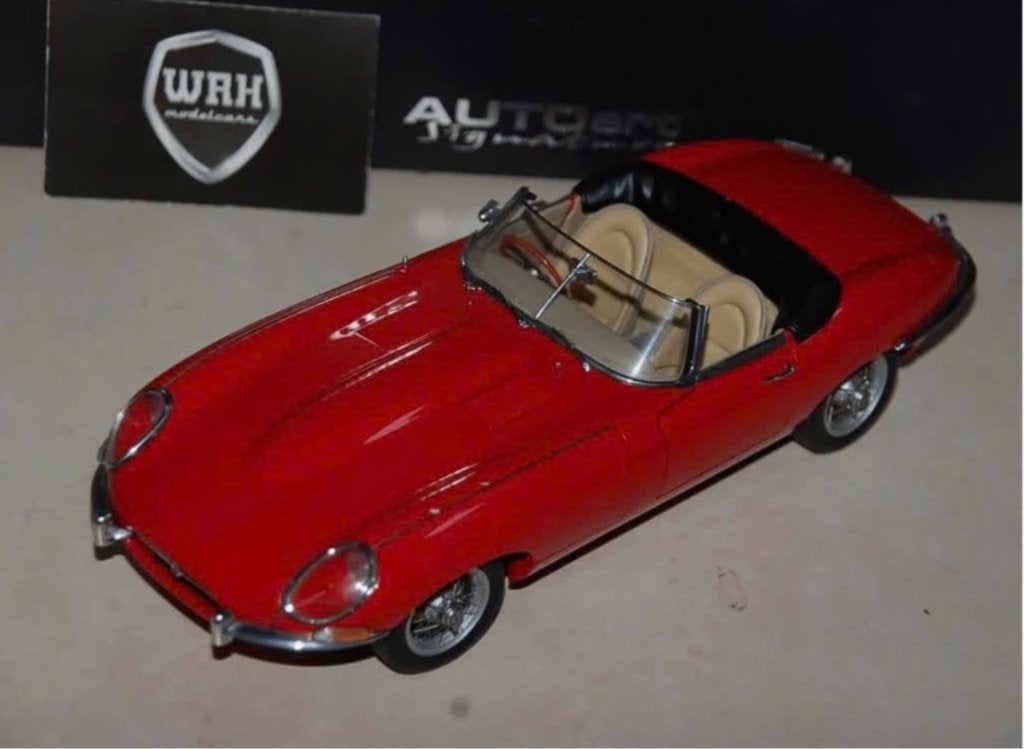 1:18 JAGUAR E TYPE S1 ROADSTER carmen red 73601 Autoart WRH, Verzenden, Zo goed als nieuw, Auto, Autoart