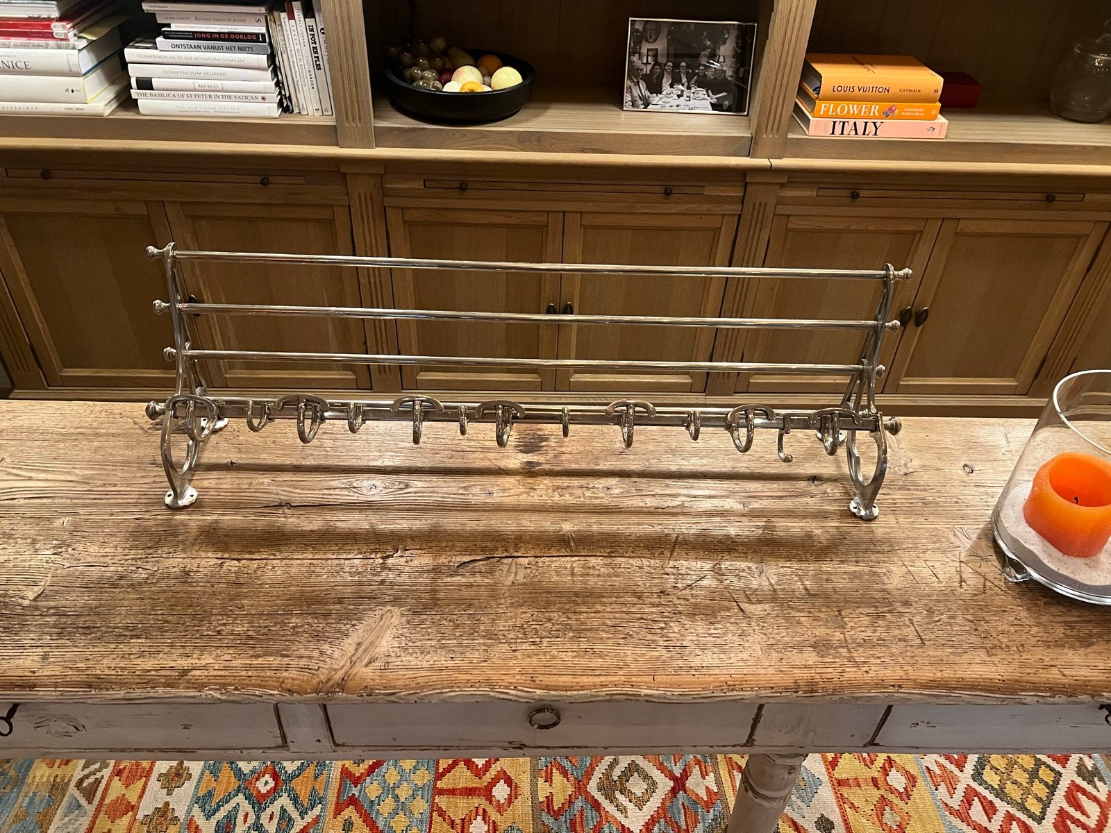 Hudson Coatrack Chroom - Nostalgische Wandkapstok met 13 Hak, Wandkapstok, Gebruikt, Ophalen of Verzenden, Minder dan 100 cm