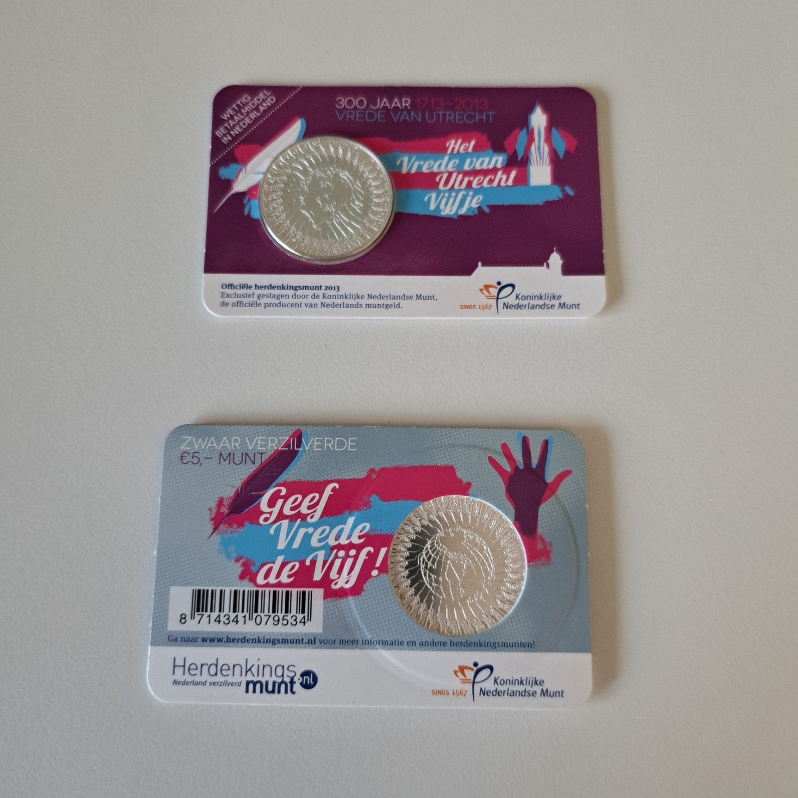 Coincard Vrede van Utrecht Vijfje 2013 KNM, Postzegels en Munten, Munten | Nederland, Ophalen of Verzenden, Euro's, Losse munt