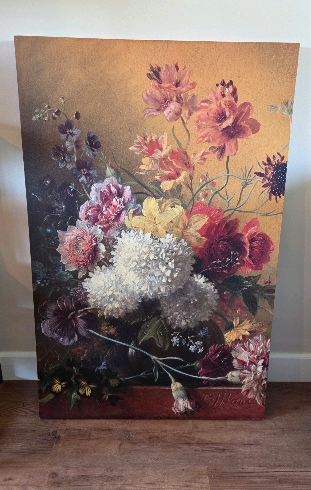 Groot bloemstilleven op doek - 75x115 cm, Antiek en Kunst, Ophalen, Doek