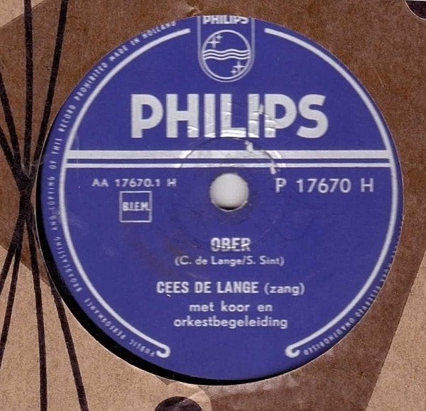 Cees de Lange – Ober / Rock En Roll  78 toeren  rock n roll, Gebruikt, Ophalen of Verzenden, Overige typen, Originele persing