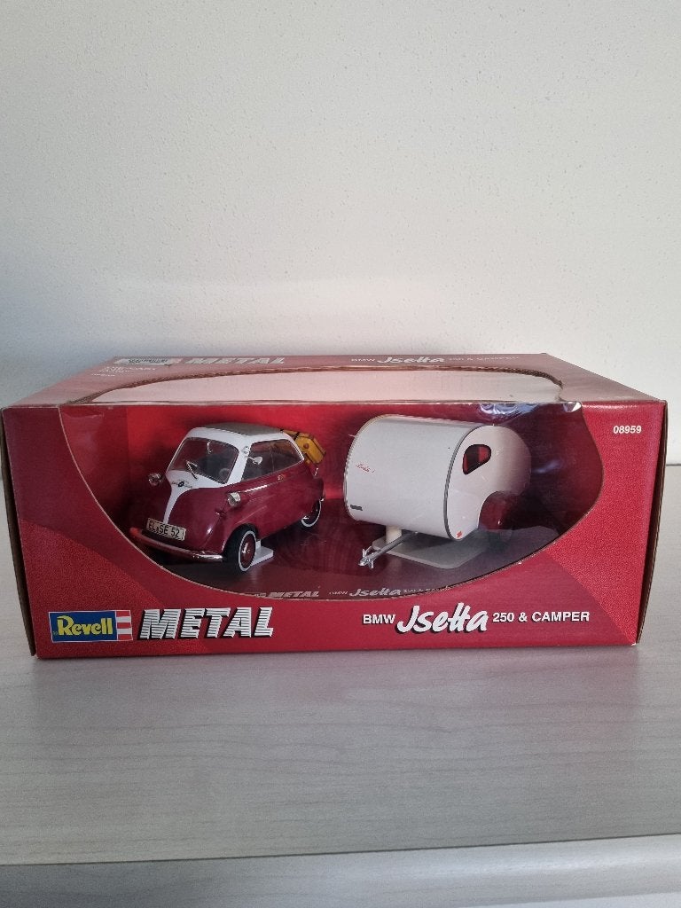 BMW Isetta 250 met Caravan. Diecast 1:18 Nieuwstaat, Hobby en Vrije tijd, Modelauto's | 1:18, Ophalen of Verzenden, Nieuw, Auto