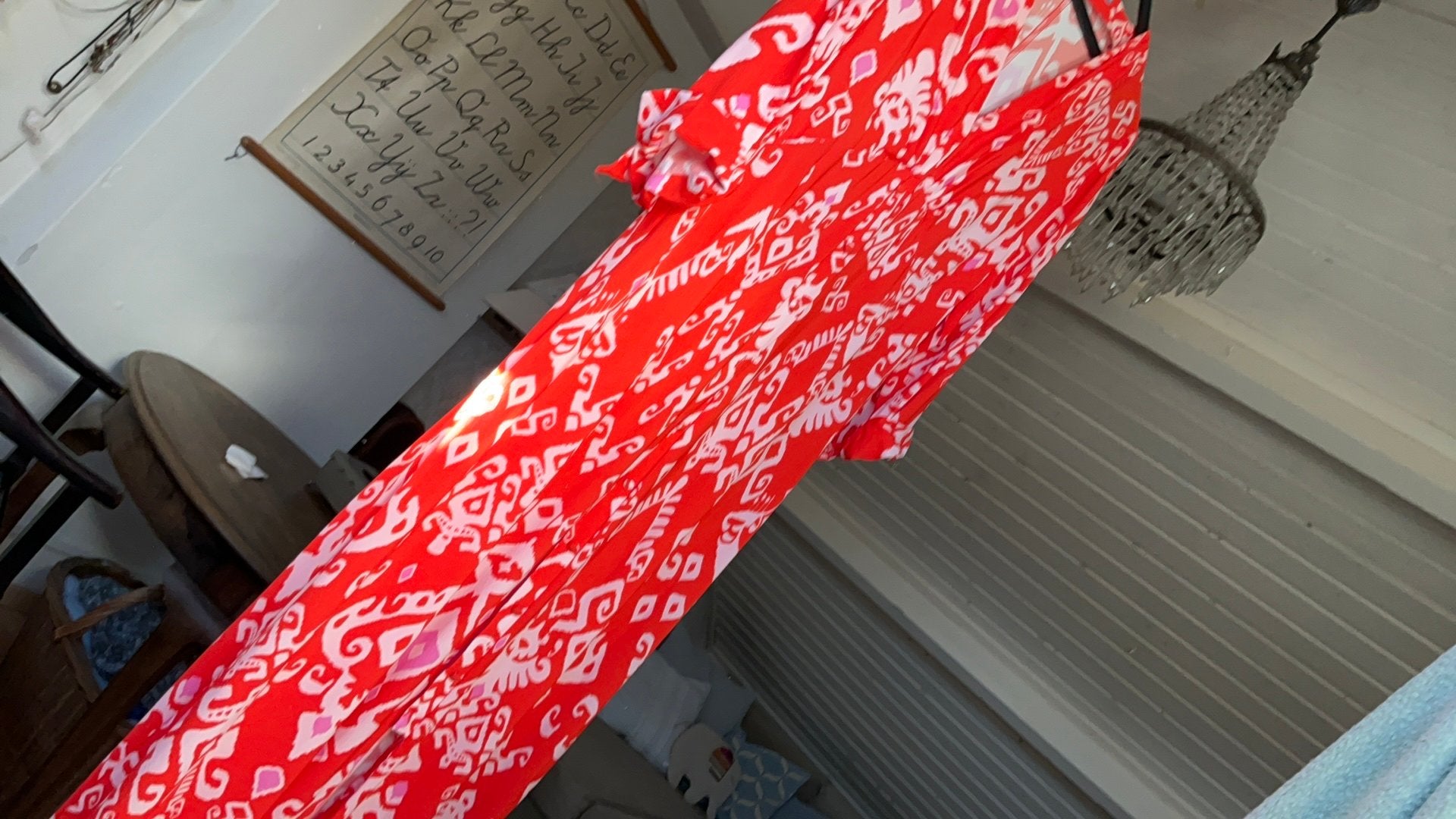 Geisha lange doorknoop jurk, viscose, xl/42, Maat 42/44 (L), Oranje, Ophalen of Verzenden, Zo goed als nieuw