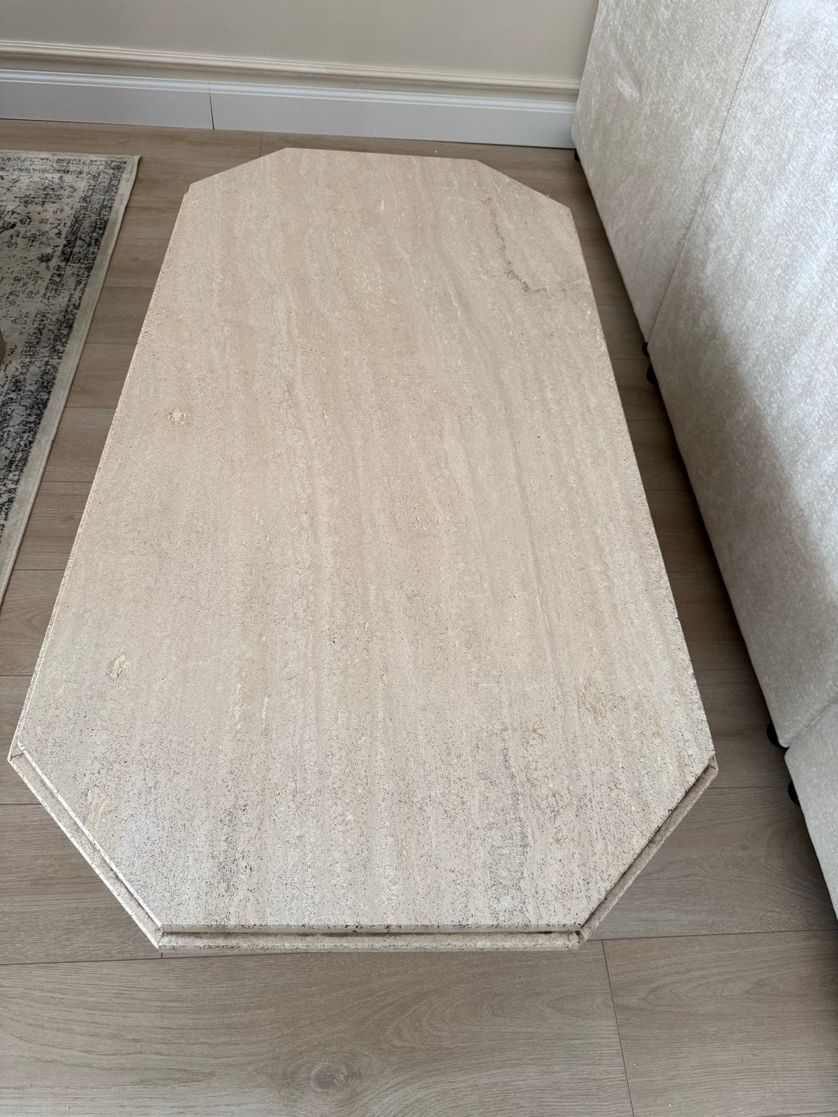 Travertin salontafel, rechthoekig, in goede staat, Ophalen, Overige materialen, Gebruikt, 100 tot 150 cm