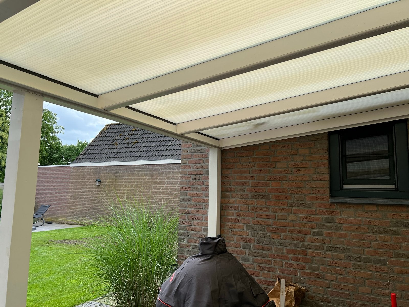 Aluminium terrasoverkapping met polycarbonaat platen, Tuin en Terras, Overkappingen, Ophalen, Gebruikt, Veranda