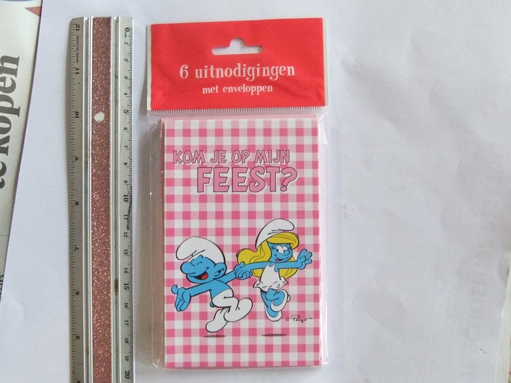 Smurfen uitnodigingen met enveloppen - 6 stuks(bx1), Verzenden, Nieuw, Verschillende Smurfen, Gebruiksvoorwerp