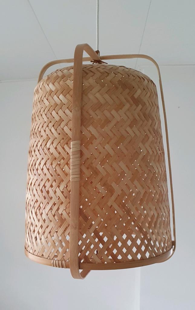 Ikea knixhult hanglamp bamboe, Ophalen of Verzenden, Zo goed als nieuw, Rond, 25 tot 50 cm