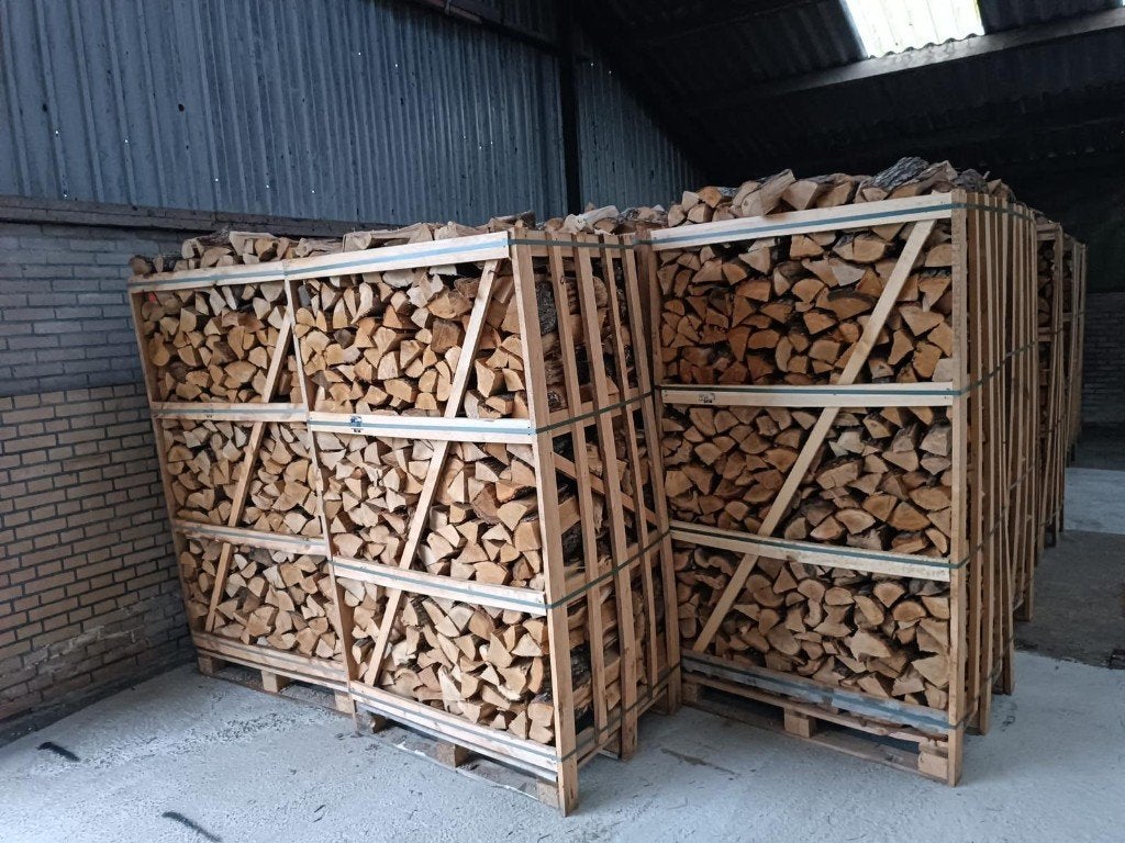Gedroogd Eikenhout Haardhout kratten 1.8 m3, 3 tot 6 m³, Ophalen of Verzenden, Eikenhout, Blokken
