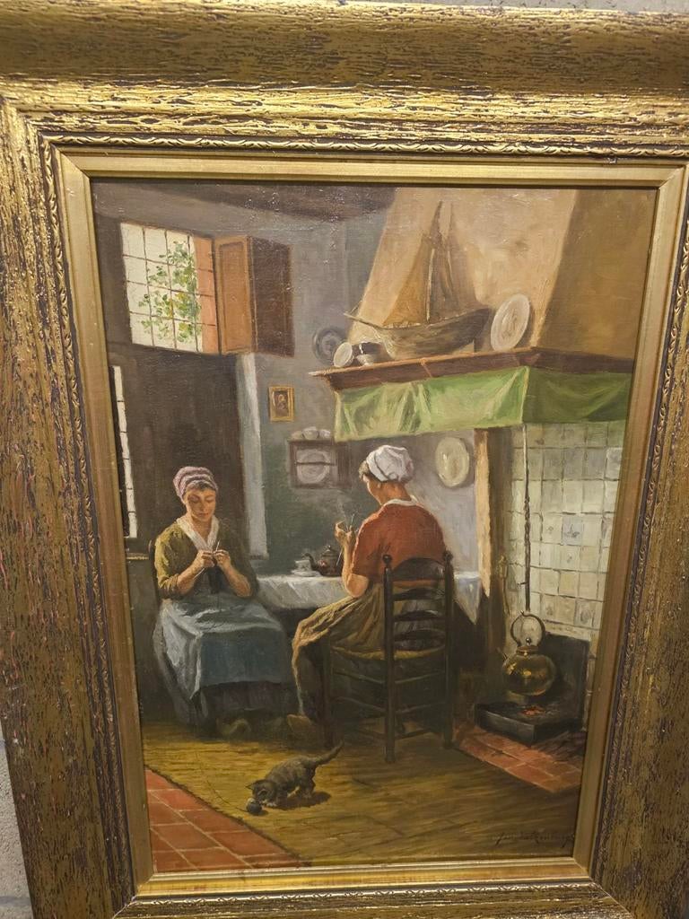 Antiek schilderij.Gesigneerd Valkenburg., Ophalen of Verzenden