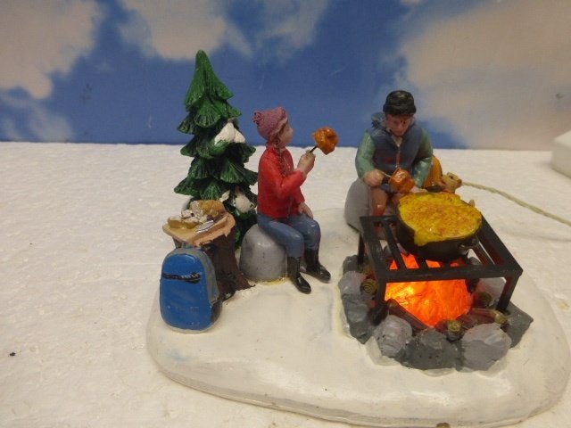 lemax campfire fondue kerstdorp tafereel tafelstuk kerst, Ophalen of Verzenden, Zo goed als nieuw