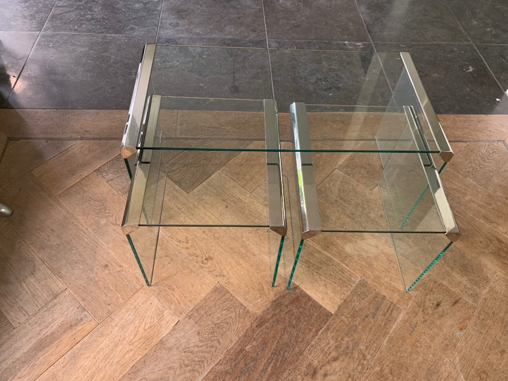 Galotti & Radice design glazen salontafelset 3x vintage, Huis en Inrichting, Ophalen, Minder dan 50 cm, Gebruikt, 50 tot 100 cm