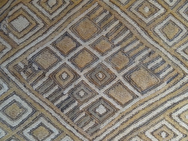 Kuba kleedje,Shoowa, velours de Kassai 56 x 51 cm, Wanddecoratie, Textiel, Handgemaakt, Afrika
