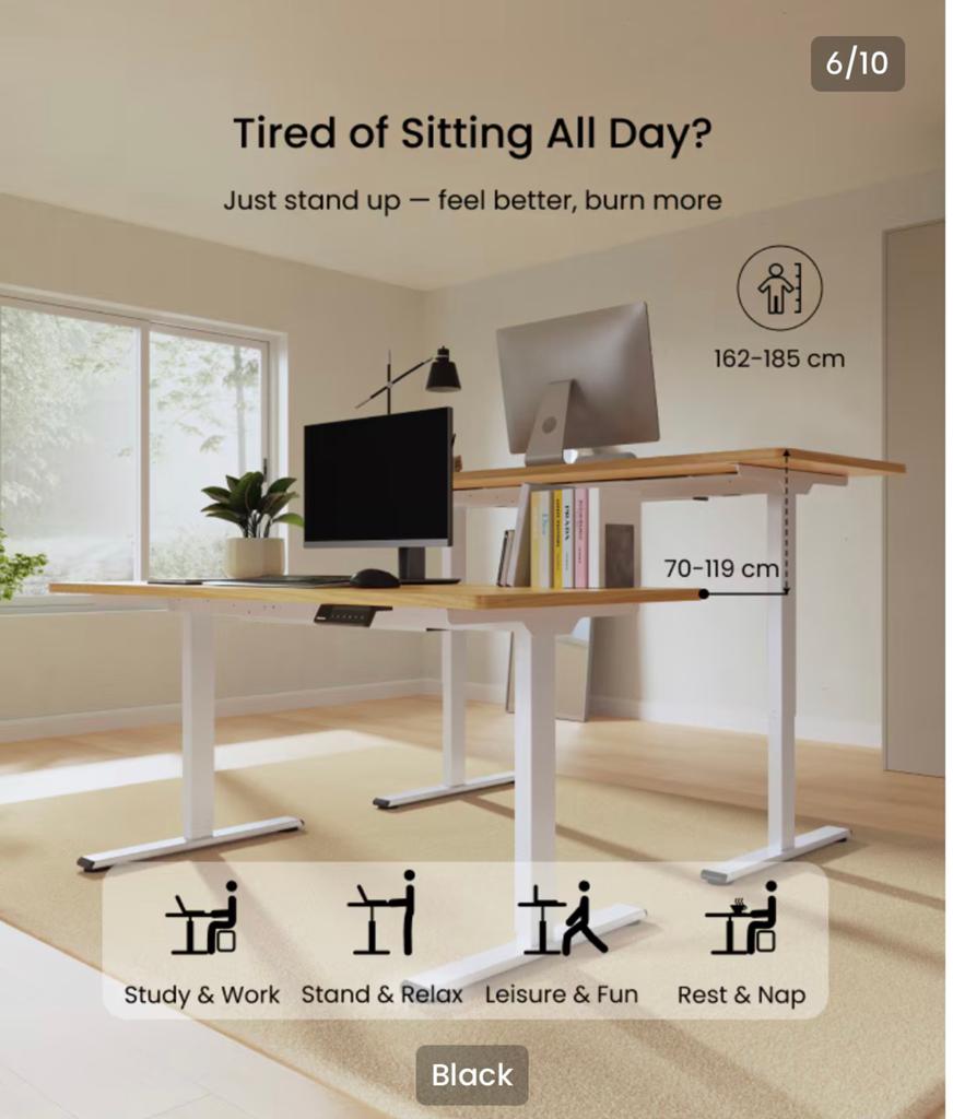 Height Adjustable Desk with Dual-Motor Drive (E1 Series) NEW, Elektrisch, Hout, Ophalen of Verzenden, A