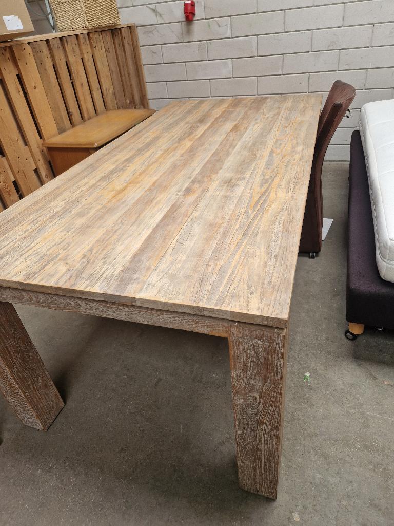 Tafel teakhout 200x100cm, Ophalen, Teakhout, 200 cm of meer, 50 tot 100 cm