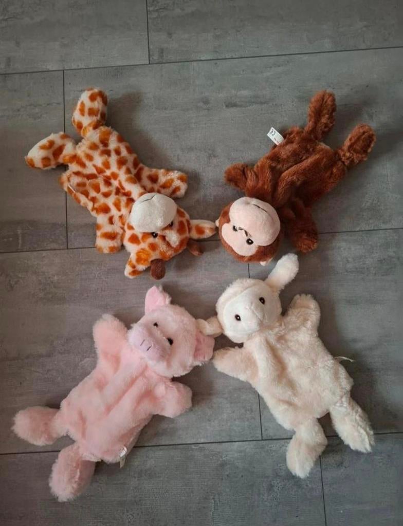 4 nieuwe handpoppen van Toi-Toys: aap, varken, giraf, schaap, Ophalen of Verzenden, Nieuw, Overige typen
