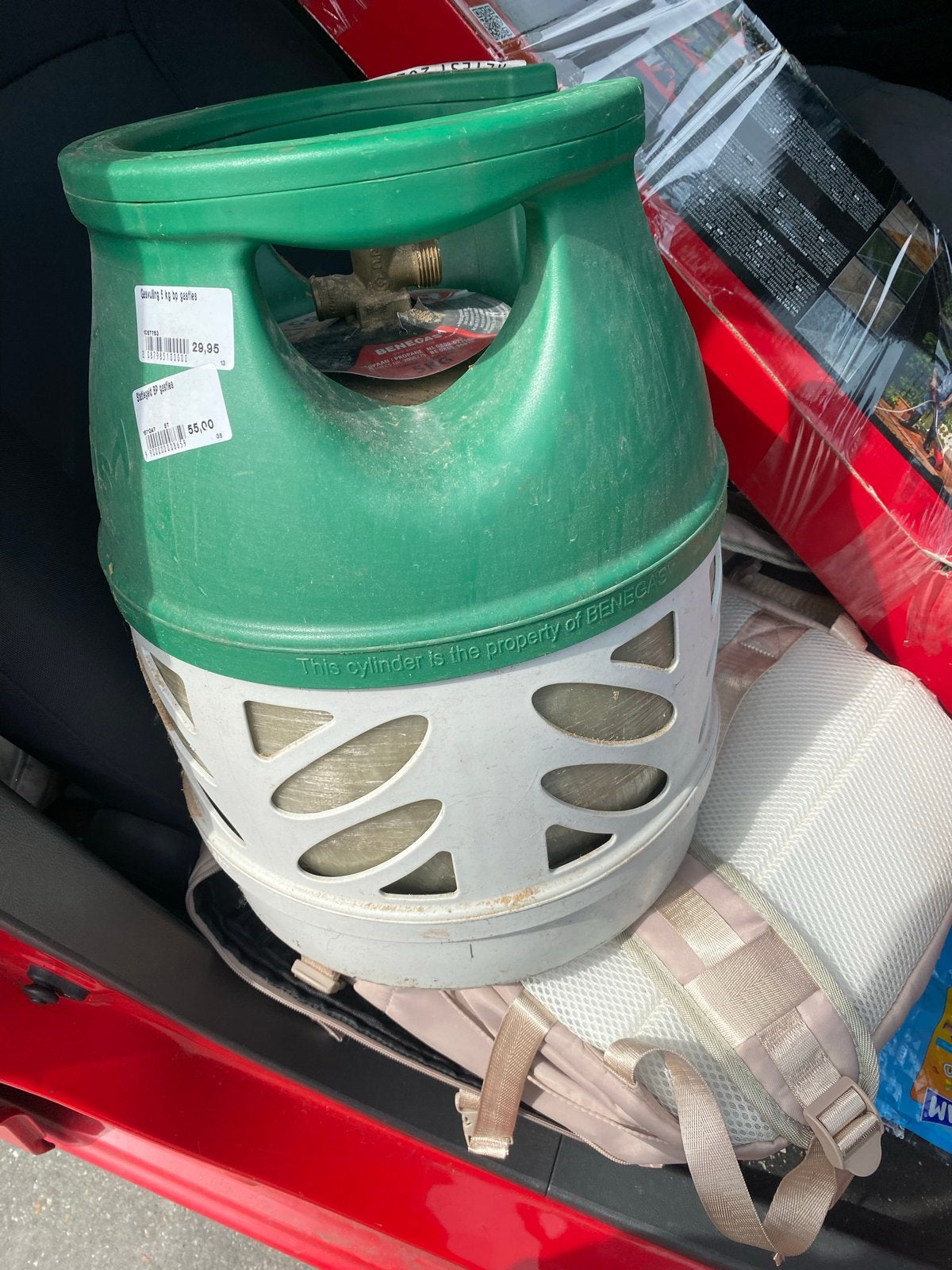 Benegas 5 kg gasfles (leeg), Caravans en Kamperen, Kampeeraccessoires, Ophalen of Verzenden, Gebruikt