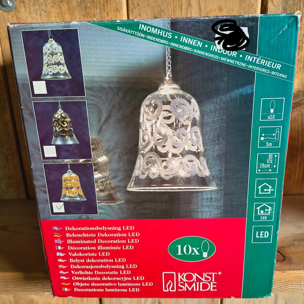Kerstverlichting glazen klok met goudkleurige versiering, Diversen, Ophalen of Verzenden