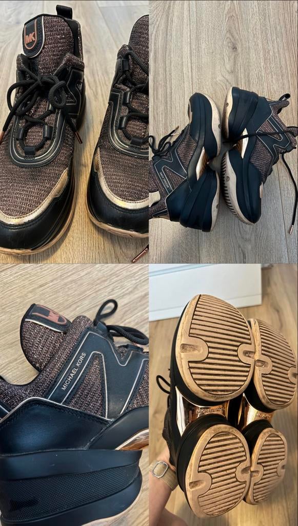 Michael Kors Lenteschoenen - Zwart/Roségoud - Conditie 4/5, Ophalen of Verzenden, Gedragen, Zwart, Sneakers of Gympen