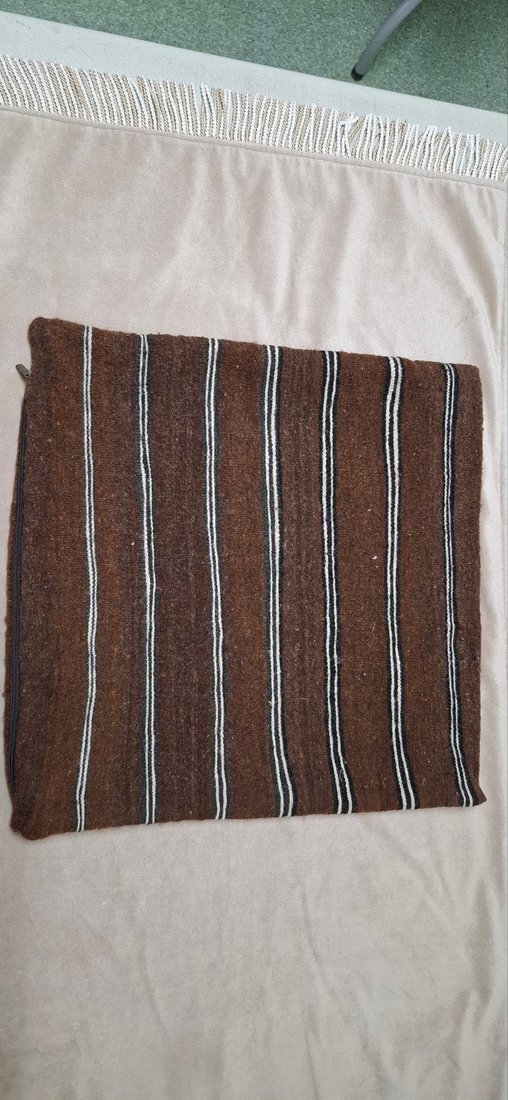 Vintage Marokkaans Kussen - Bruin met Strepen, Minder dan 50 cm, Gebruikt, 50 tot 100 cm, Vintage, Etnisch, Marokkaans