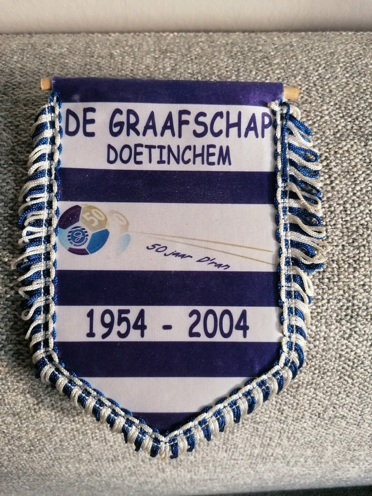 De Graafschap Vaantje 50 jaar Club Fanshop  D'ran Superboer, Ophalen of Verzenden, Zo goed als nieuw, Overige binnenlandse clubs