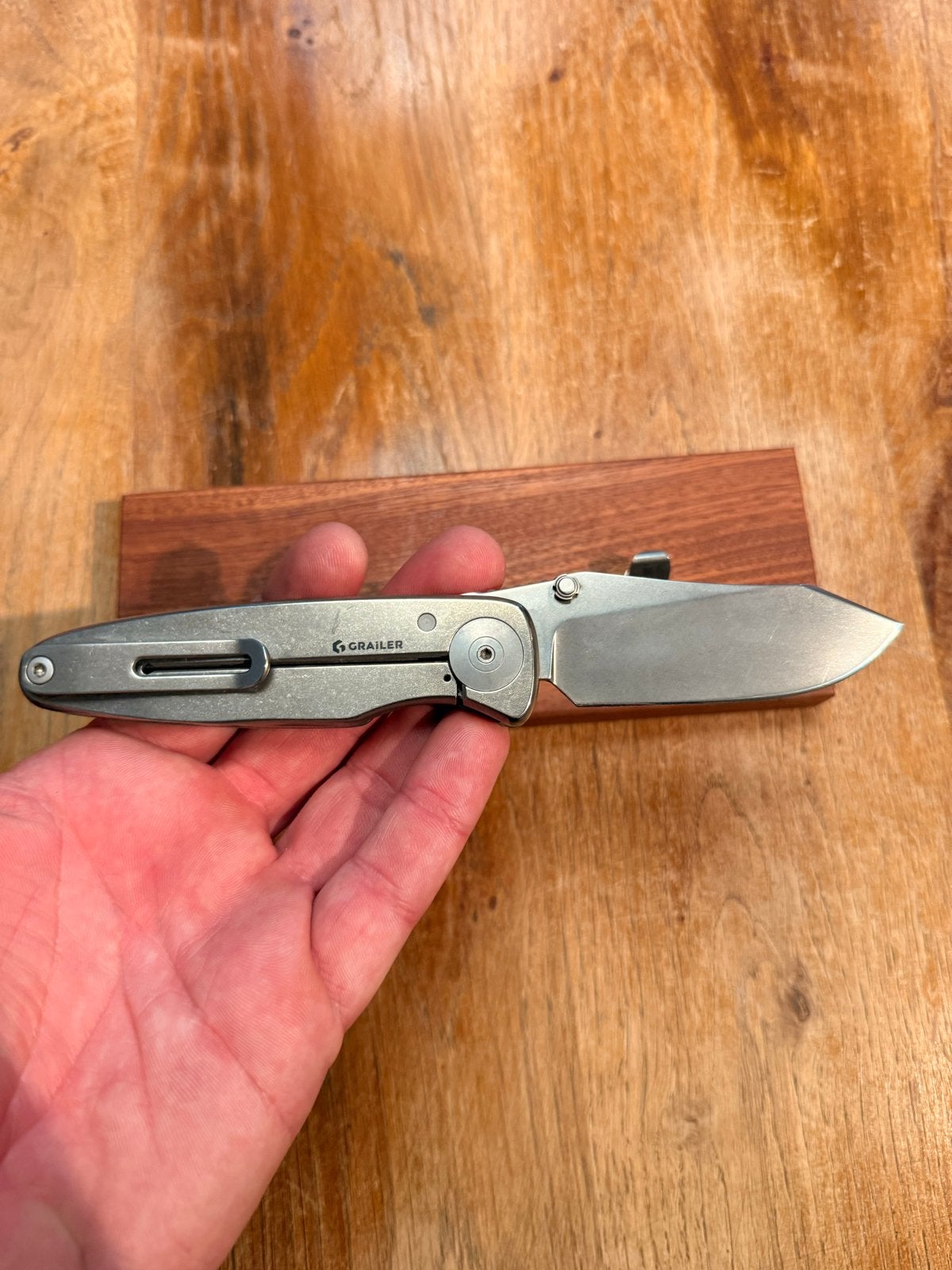 Grailer 1 Zakmes - Dirk de Wit Design, M390, Spalted beech, Ophalen of Verzenden, Zo goed als nieuw