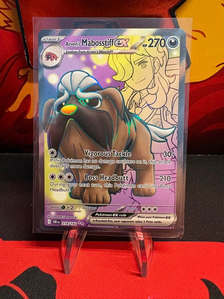 Arven's Mabosstiff ex 218/182 Pokémon Kaart, Ophalen of Verzenden, Zo goed als nieuw, Losse kaart, Foil