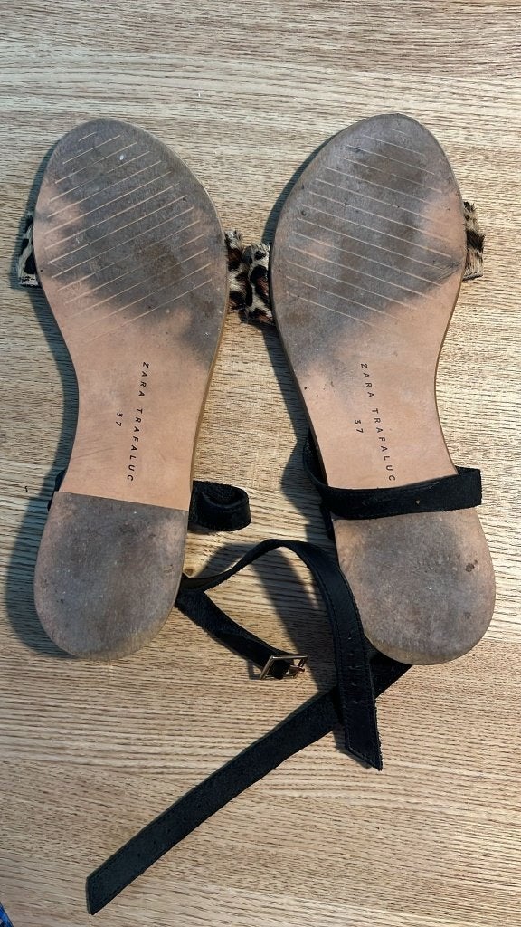 ZARA sandalen panter print maat 37, Bruin, Verzenden, Zara, Sandalen of Muiltjes
