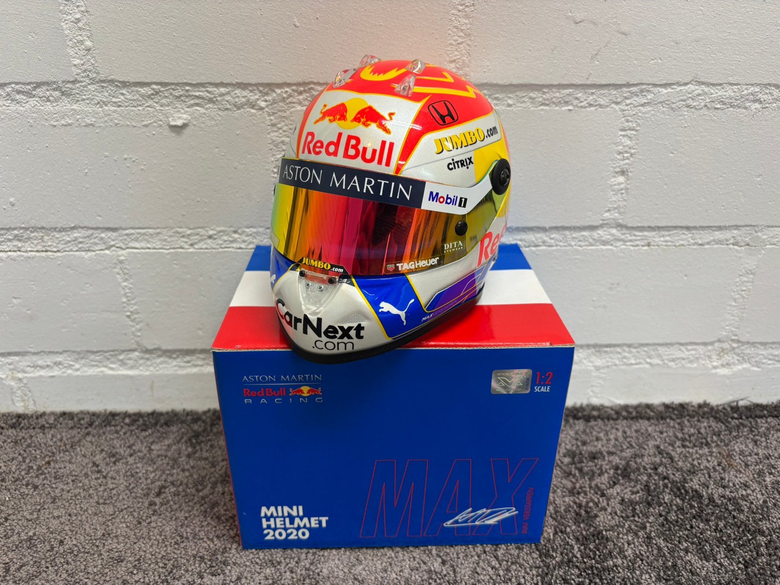 Max verstappen helm 1:2 oostenrijk 2020, Verzamelen, Ophalen of Verzenden, Zo goed als nieuw, Formule 1