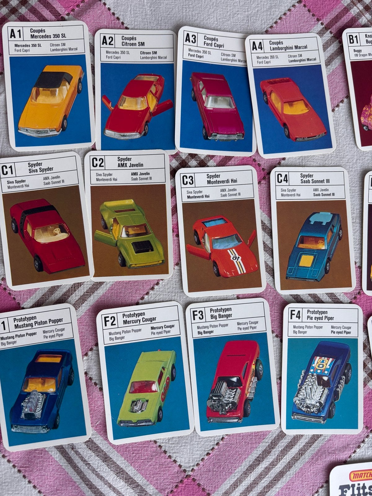 Kwartet Matchbox Flitsers No. 2261 - Vintage Autokaartspel, Verzamelen, Ophalen of Verzenden, Gebruikt