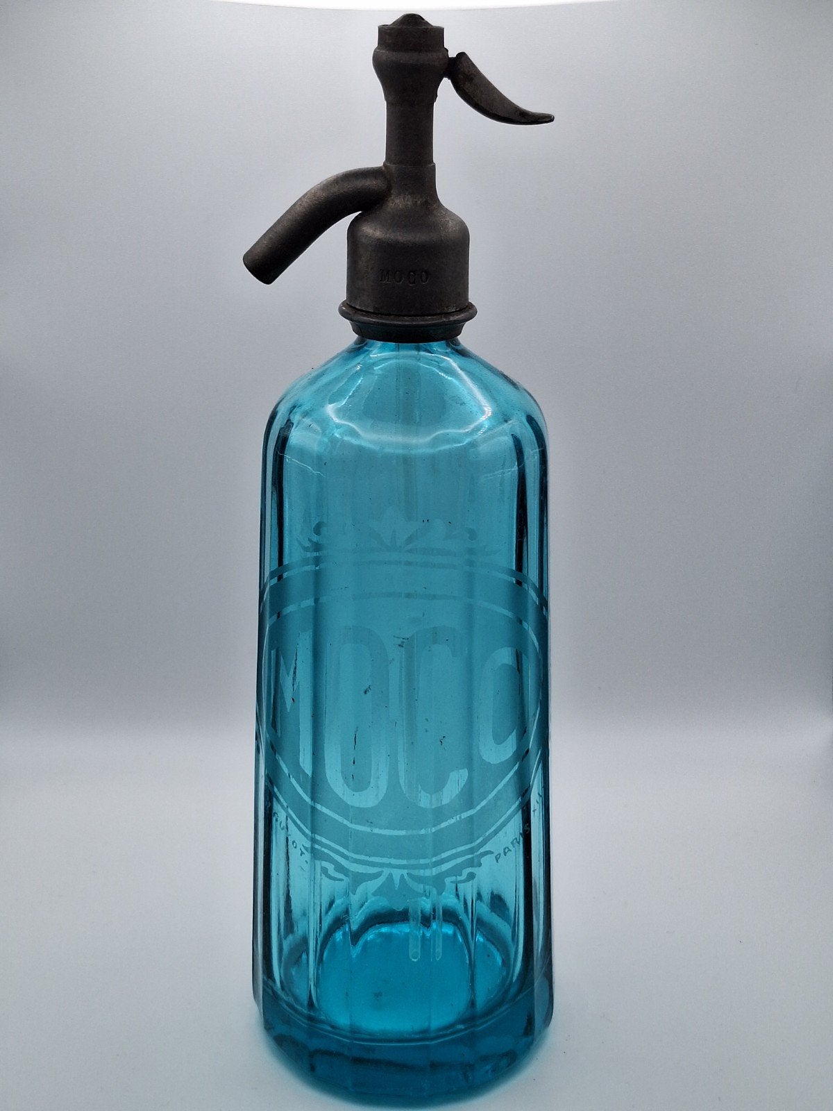 Piramide Spuitfles Uranium glas Soda Sifon fles, Antiek en Kunst, Ophalen