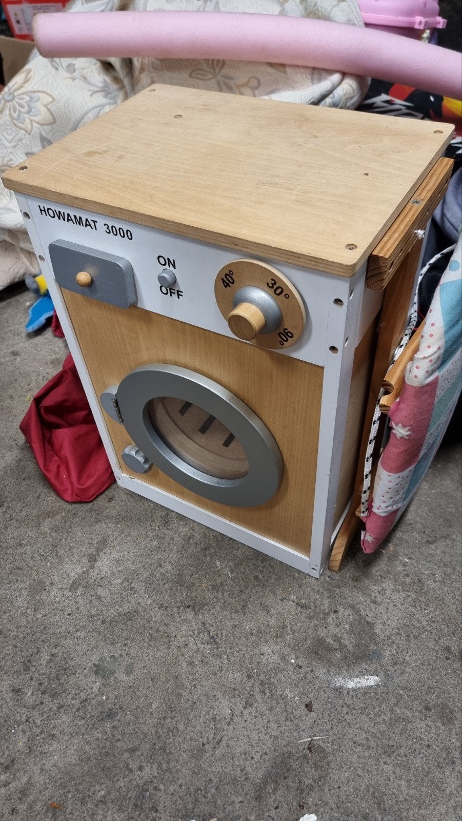 Houten speelgoed wasmachine met strijkplank - Howamat 3000, Ophalen, Gebruikt, Jongen of Meisje