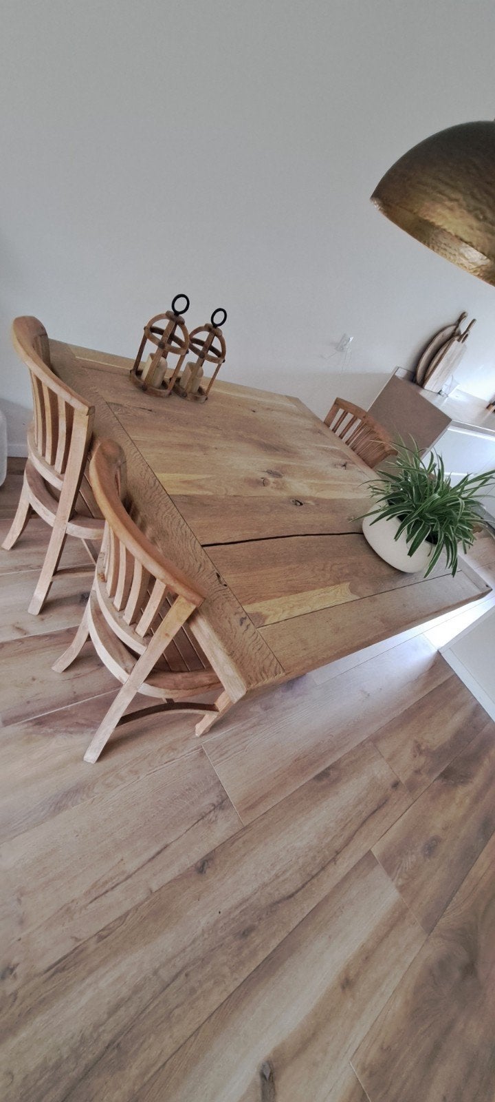 Vierkante eettafel met kloosterpoot, Huis en Inrichting, Tafels | Eettafels, Ophalen, Zo goed als nieuw, Vijf personen of meer