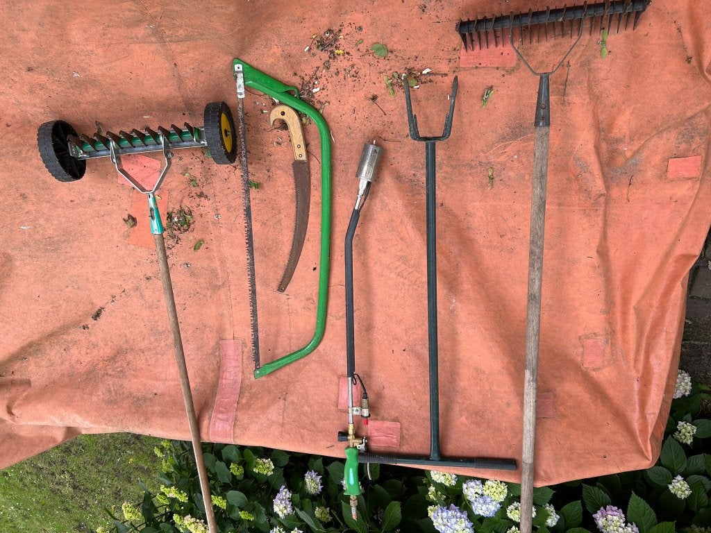tuingereedschap diverse, verticuteer, woeler, zaag, Ophalen, Gebruikt, Overige soorten