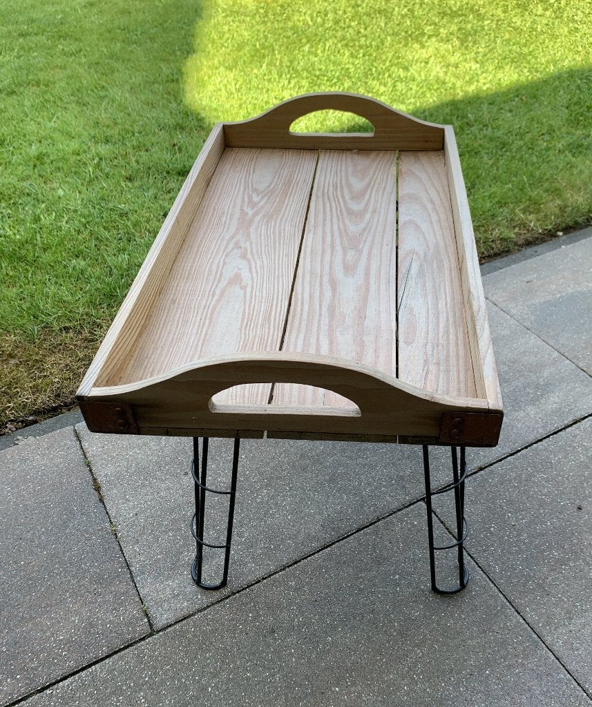 houten dienblad dien blad enigszins verweerd, vergrijsd hout, Gebruikt, Ophalen of Verzenden, Dienblad, Met handvatten