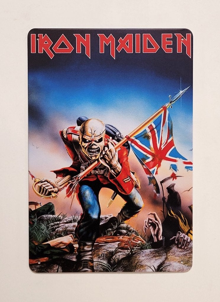 Iron Maiden Trooper vlag reclamebord van metaal wandbord, Verzamelen, Info@deconoord.nl, Deco Noord, Nieuw, Ophalen of Verzenden
