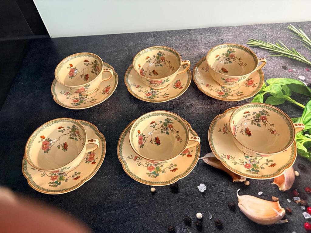 Antieke Johnson Bros. Victoriaanse kop en schotel set (6), Antiek en Kunst, Antiek | Porselein, Ophalen of Verzenden
