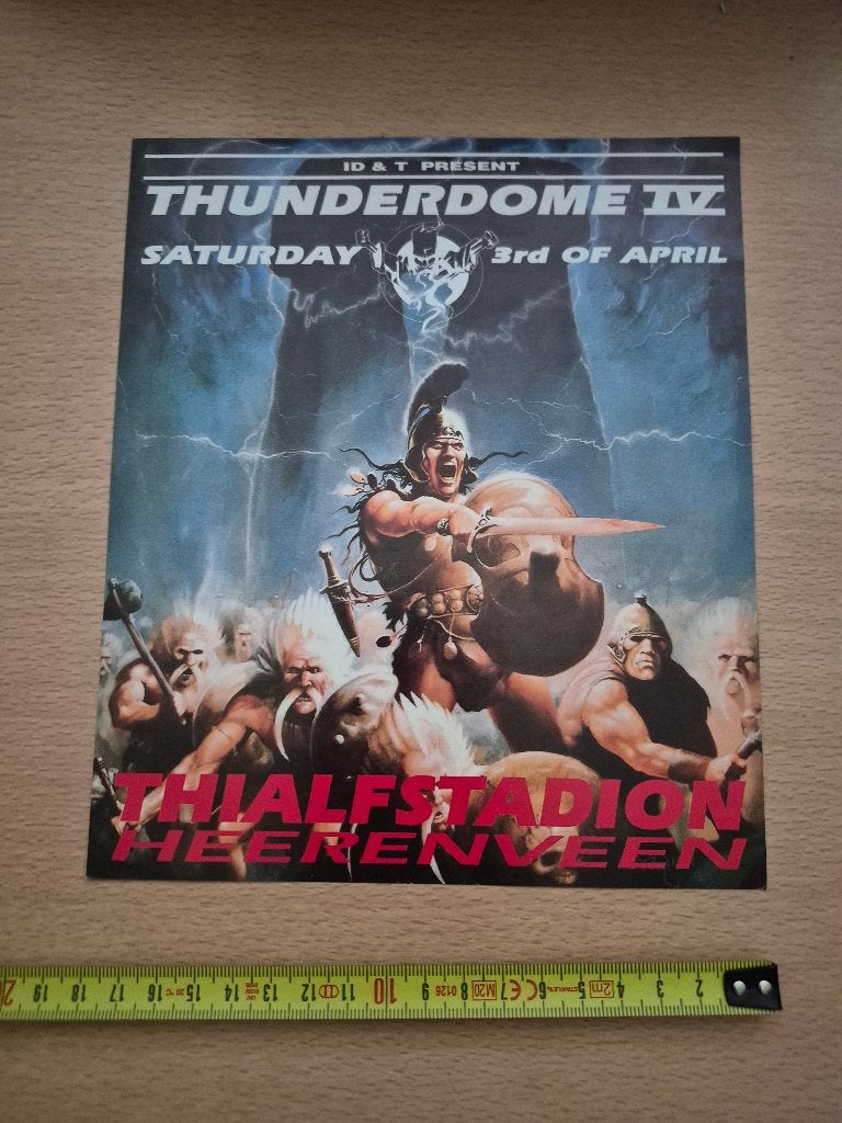 Thunderdome IV Flyer - Thialfstadion Heerenveen, Verzamelen, Gebruikt, A4 of kleiner, Rechthoekig Liggend, Ophalen of Verzenden